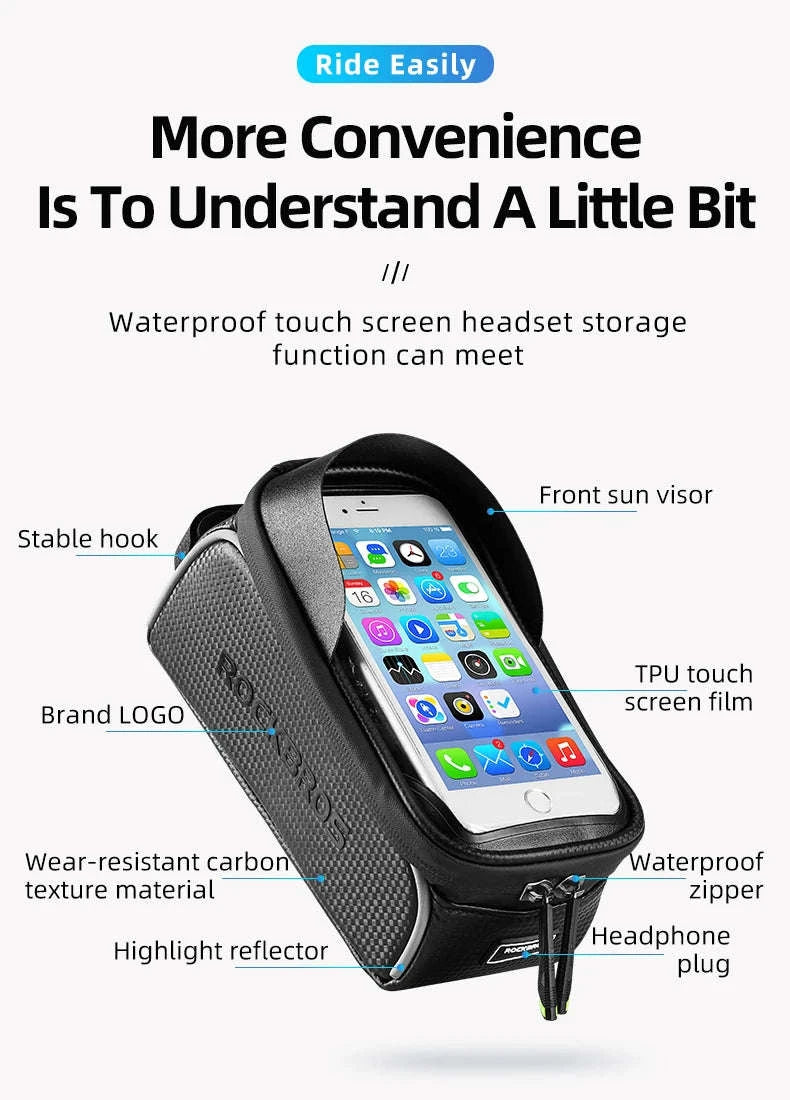 Water-Resistant Bike Frame Bag with Touch Screen Phone Holder-B68 6.8 inch / about 1.7L