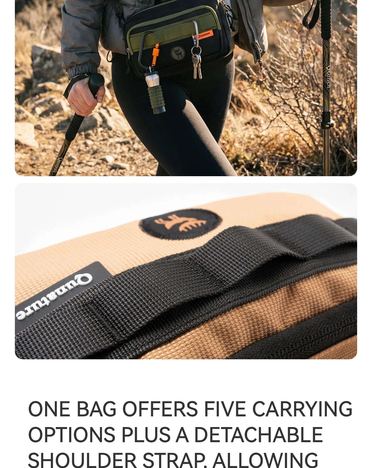 Water-Resistant Crossbody Hiking Bag with Sling Strap Storage-H78-1