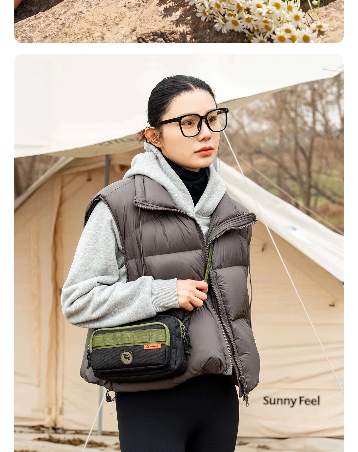 Water-Resistant Crossbody Hiking Bag with Sling Strap Storage-H78-1