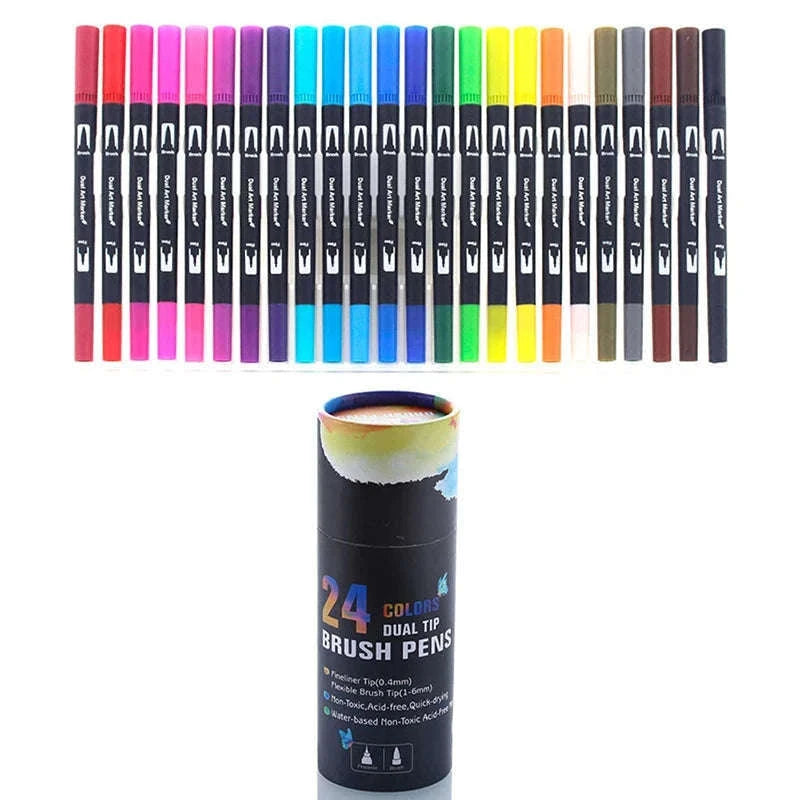 Watercolor Art Markers Brush Pen Dual Tip Set, 100 Colors-W-36 colors / CHINA