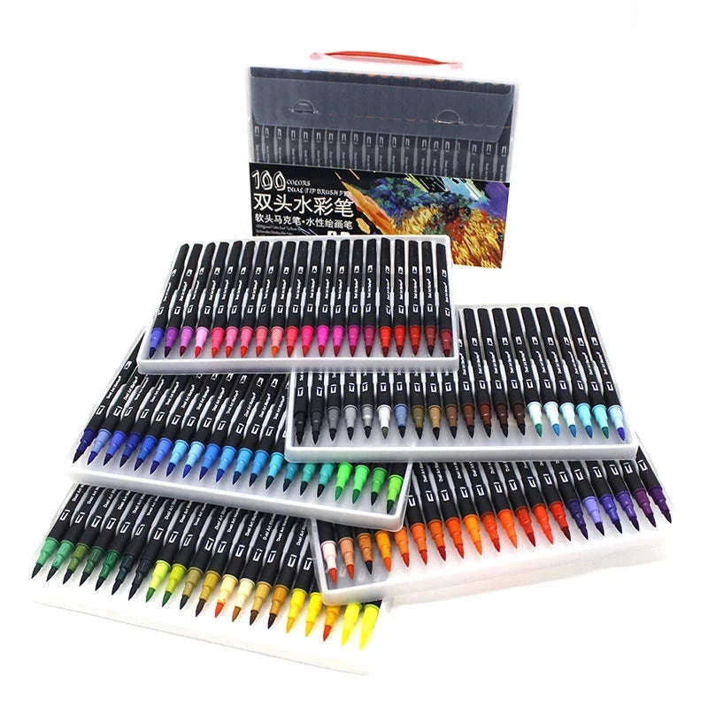 Watercolor Art Markers Brush Pen Dual Tip Set, 100 Colors-W-36 colors / CHINA
