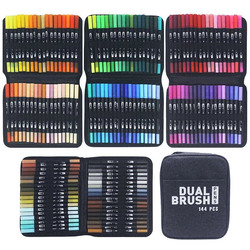 Watercolor Art Markers Brush Pen Dual Tip Set, 100 Colors-W-36 colors / CHINA