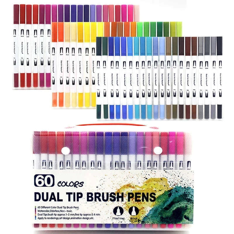 Watercolor Art Markers Brush Pen Dual Tip Set, 100 Colors-W-36 colors / CHINA