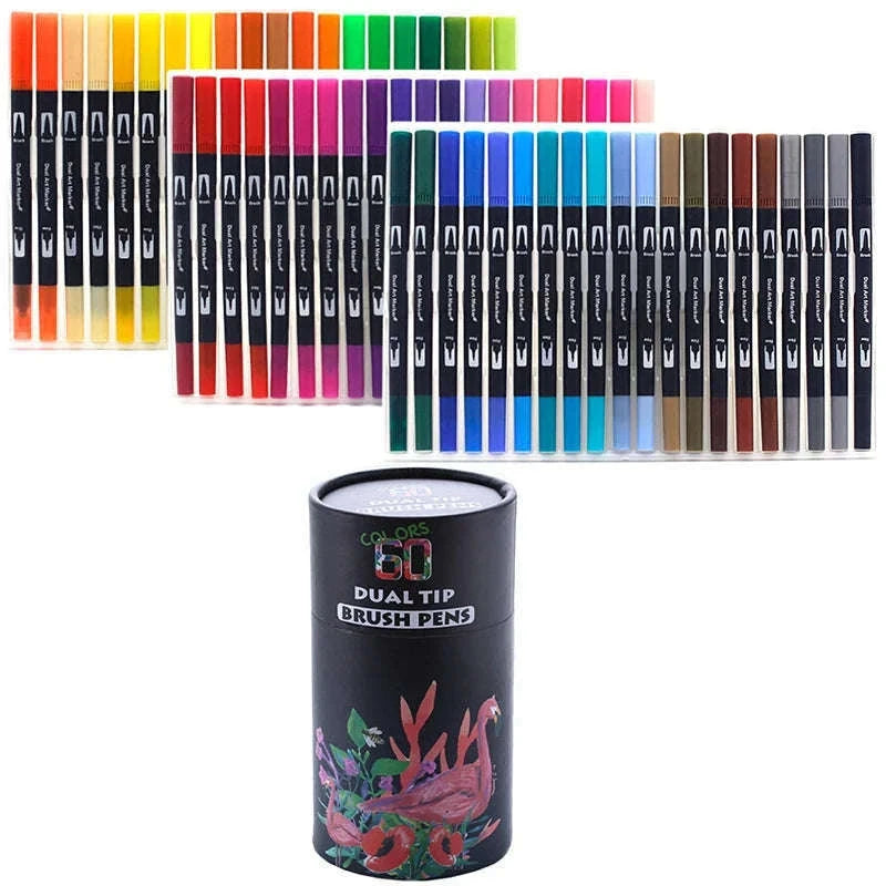 Watercolor Art Markers Brush Pen Dual Tip Set, 100 Colors-W-36 colors / CHINA