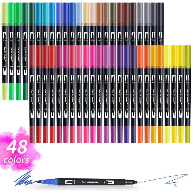 Watercolor Art Markers Brush Pen Dual Tip Set, 100 Colors-W-36 colors / CHINA