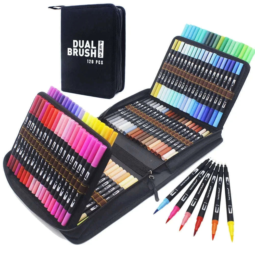 Watercolor Art Markers Brush Pen Dual Tip Set, 100 Colors-W-36 colors / CHINA