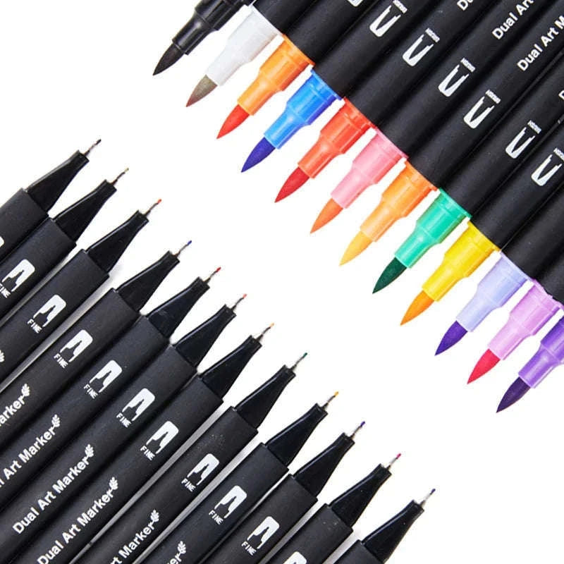 Watercolor Art Markers Brush Pen Dual Tip Set, 100 Colors-W-36 colors / CHINA