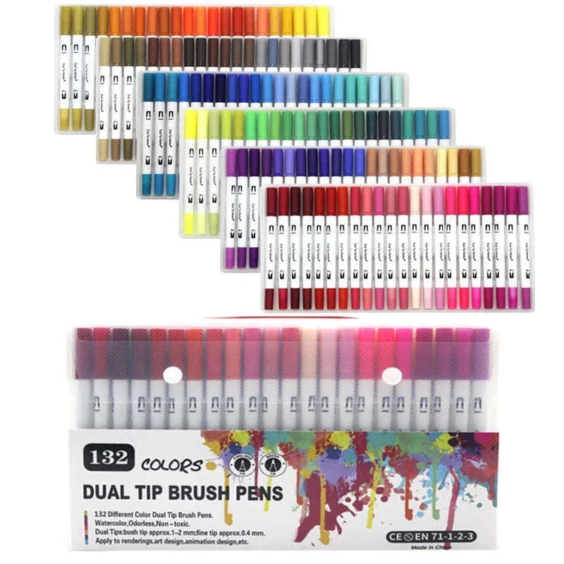 Watercolor Art Markers Brush Pen Dual Tip Set, 100 Colors-W-36 colors / CHINA