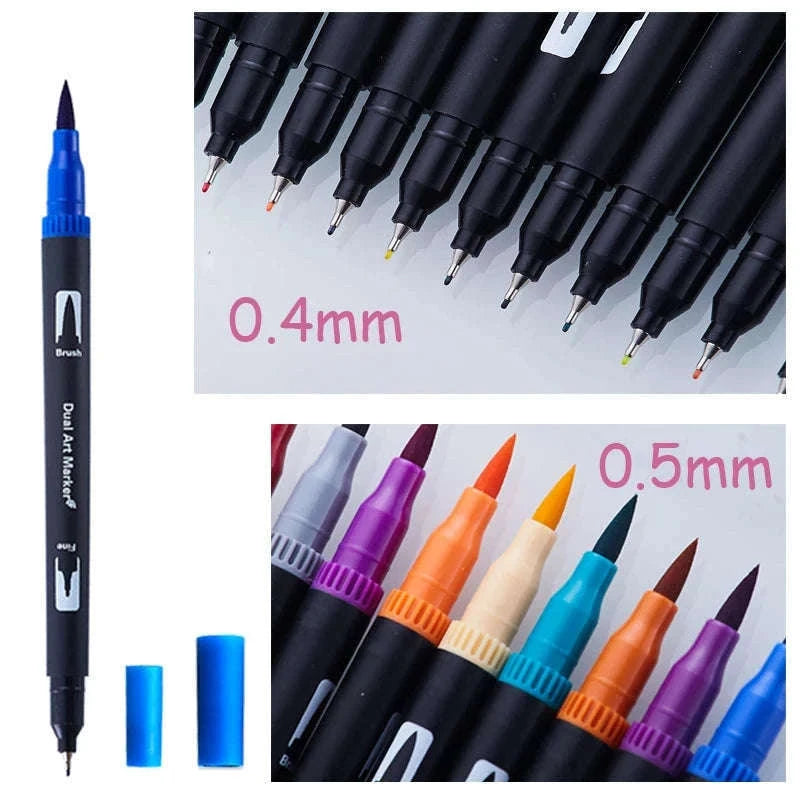 Watercolor Art Markers Brush Pen Dual Tip Set, 100 Colors-W-36 colors / CHINA