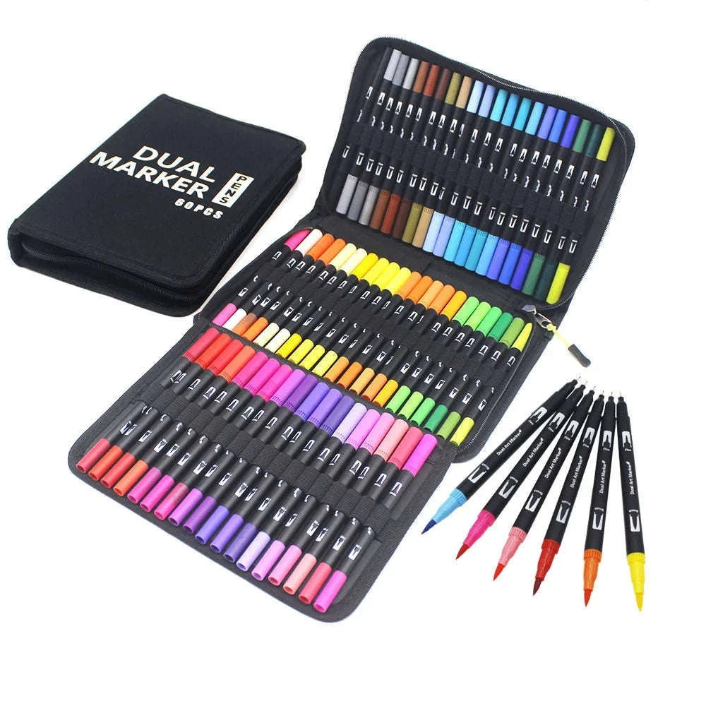 Watercolor Art Markers Brush Pen Dual Tip Set, 100 Colors-W-36 colors / CHINA