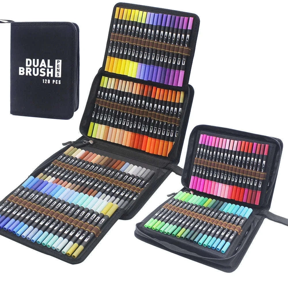 Watercolor Art Markers Brush Pen Dual Tip Set, 100 Colors-W-36 colors / CHINA