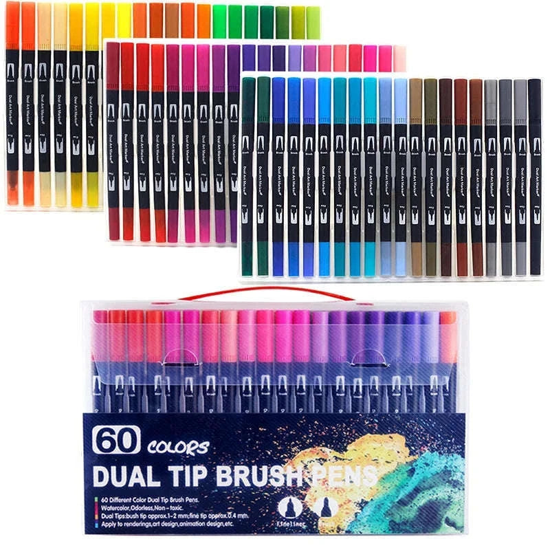 Watercolor Art Markers Brush Pen Dual Tip Set, 100 Colors-W-36 colors / CHINA