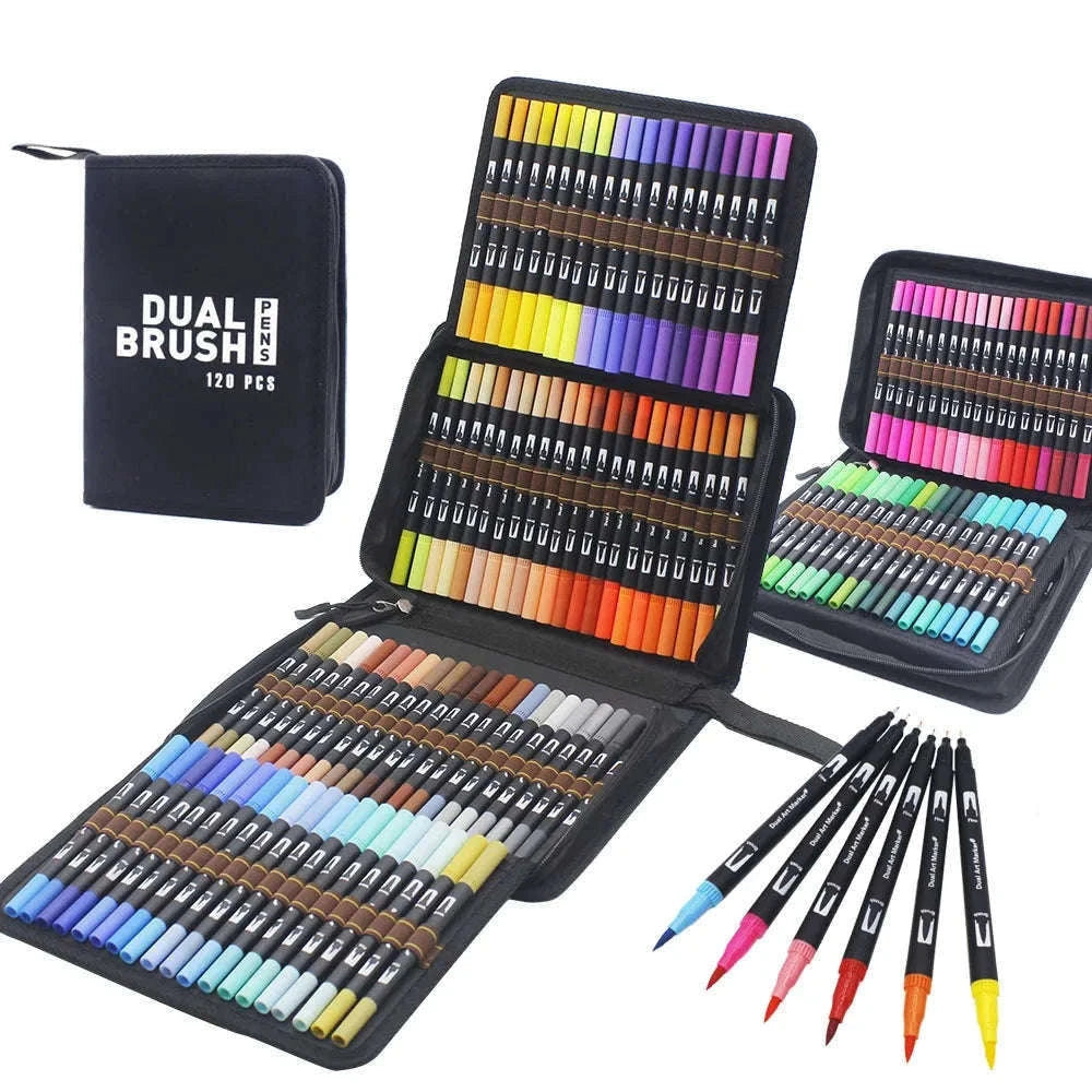 Watercolor Art Markers Brush Pen Dual Tip Set, 100 Colors-W-36 colors / CHINA