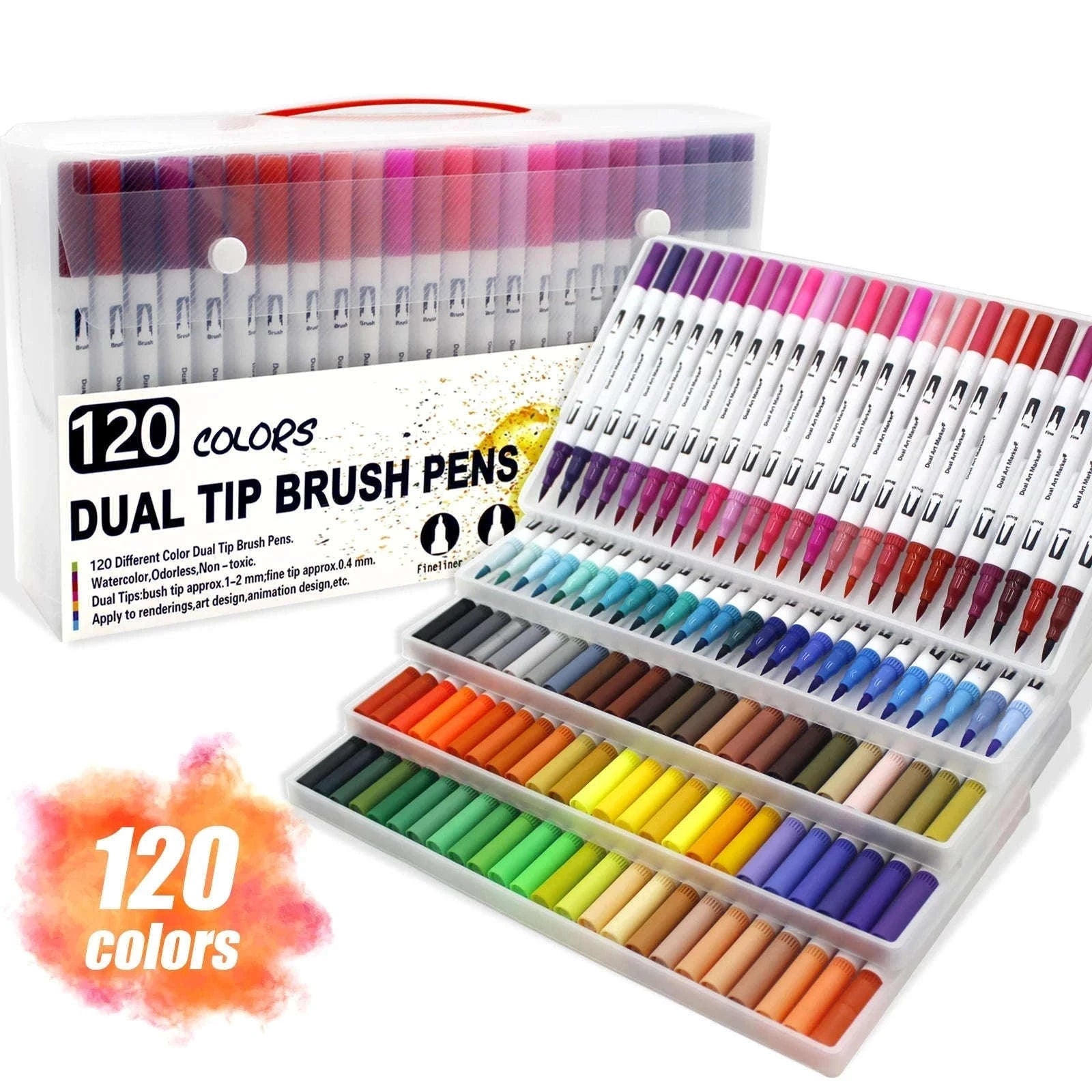 Watercolor Art Markers Brush Pen Dual Tip Set, 100 Colors-W-36 colors / CHINA