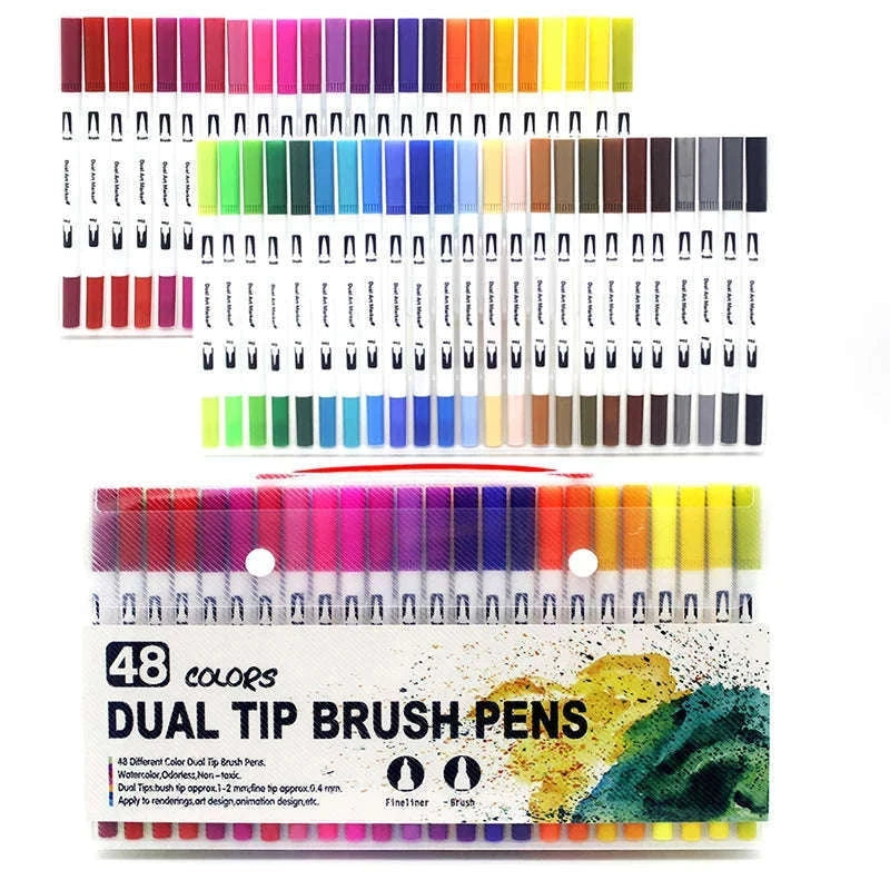 Watercolor Art Markers Brush Pen Dual Tip Set, 100 Colors-W-36 colors / CHINA