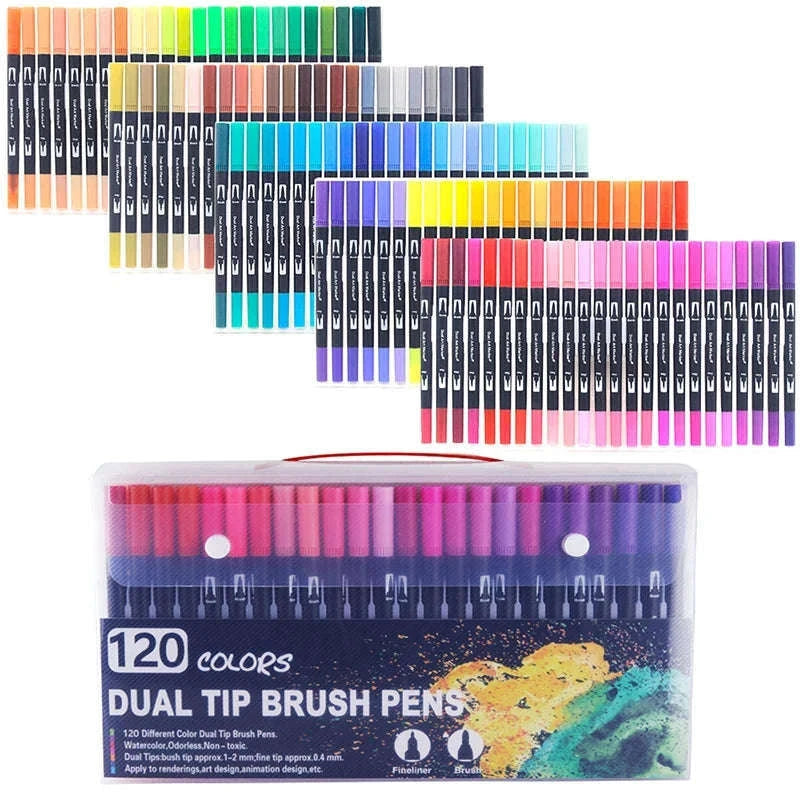 Watercolor Art Markers Brush Pen Dual Tip Set, 100 Colors-W-36 colors / CHINA