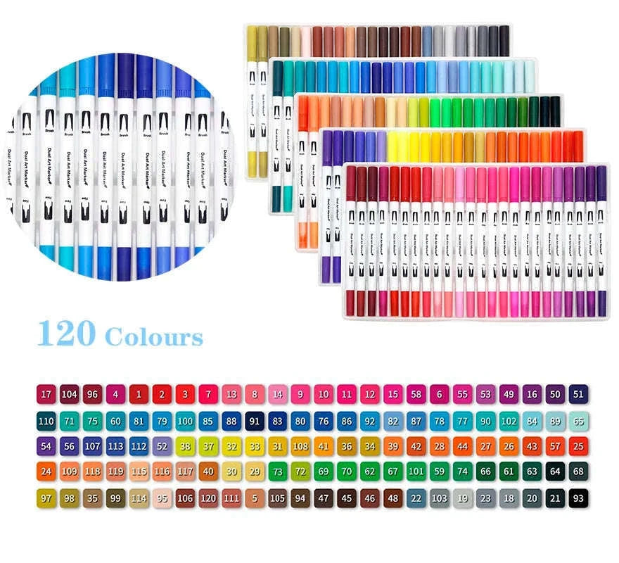Watercolor Art Markers Brush Pen Dual Tip Set, 100 Colors-W-36 colors / CHINA