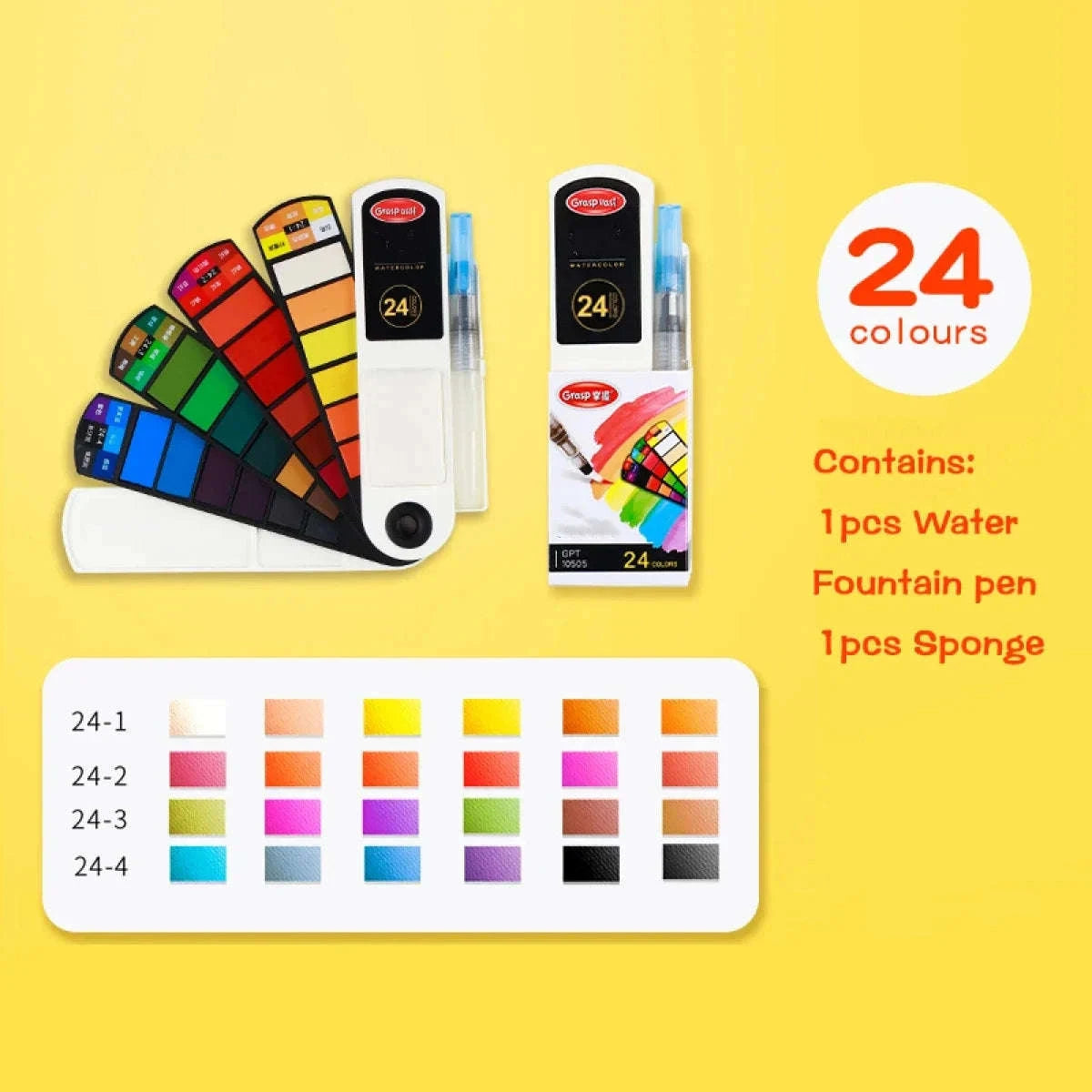 Watercolor Paint Set with Water Brush Pens-GPT10502-18 Colors