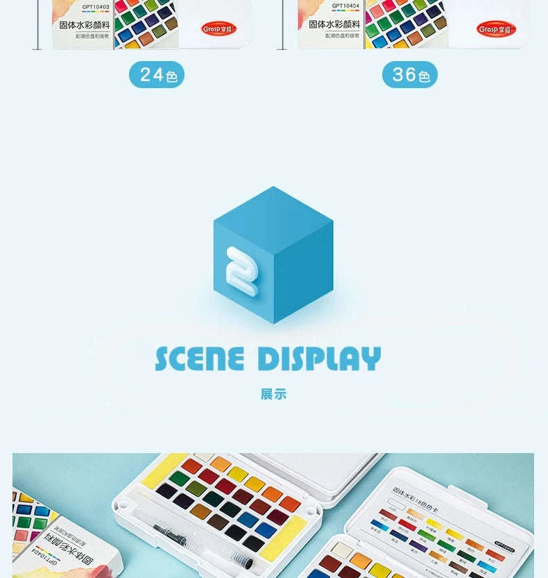 Watercolor Paint Set with Water Brush Pens-GPT10502-18 Colors