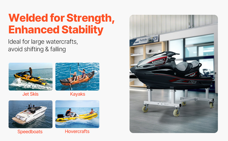 1800 lbs Jet Ski Dolly Cart with Wheels & Fixed Bunk Stand