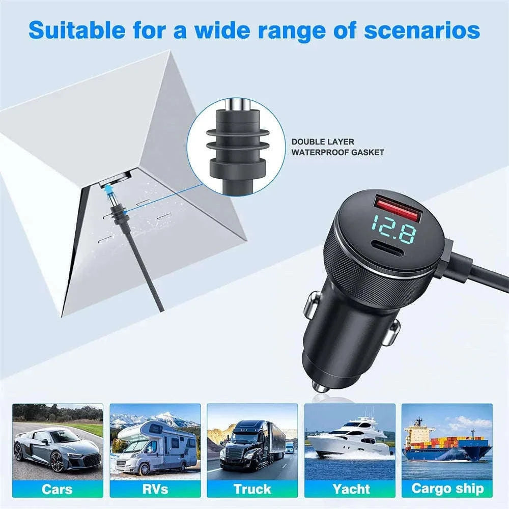 Waterproof 12V-24V to 30V Step Up Power Adapter with Digital Voltmeter-2 Meters 30V 2A