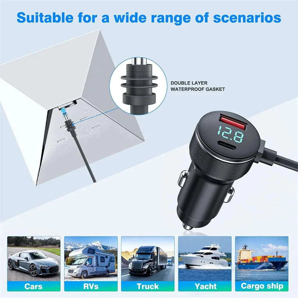 Waterproof 12V-24V to 30V Step Up Power Adapter with Digital Voltmeter-2 Meters 30V 2A