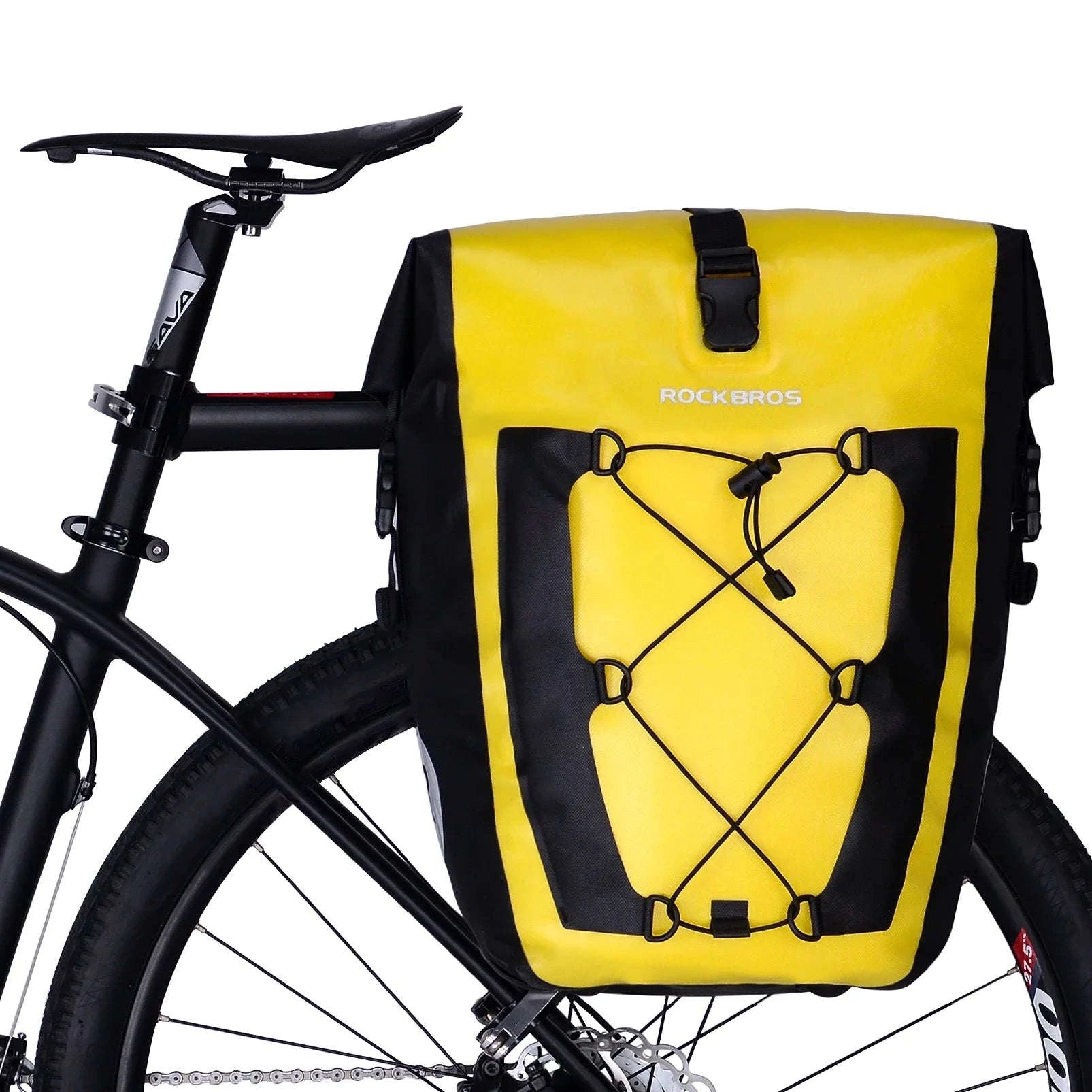 Waterproof 25L Bike Rack Bag with Roll Top & Storage Pockets-30140022004