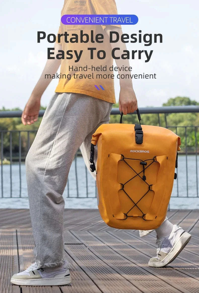 Waterproof 25L Bike Rack Bag with Roll Top & Storage Pockets-30140022004