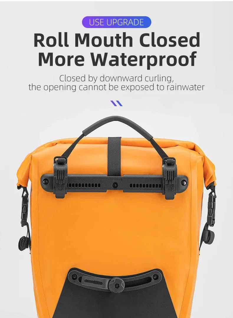 Waterproof 25L Bike Rack Bag with Roll Top & Storage Pockets-30140022004