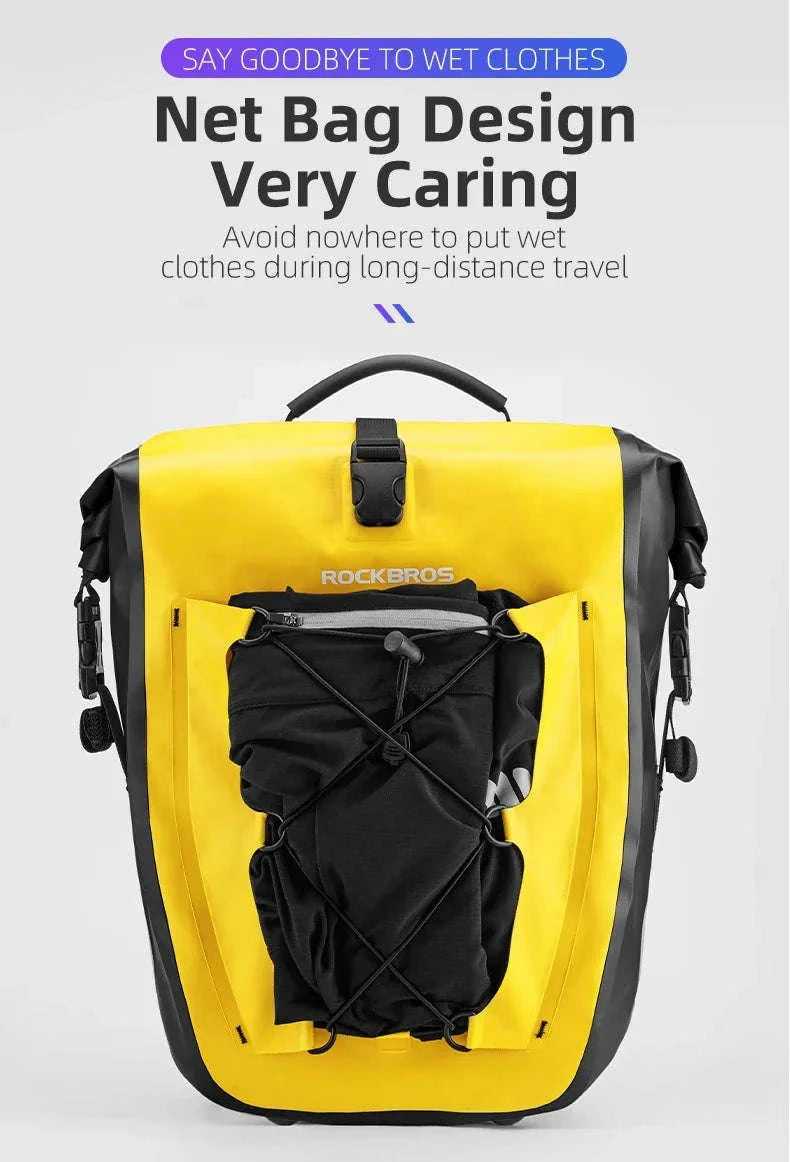 Waterproof 25L Bike Rack Bag with Roll Top & Storage Pockets-30140022004