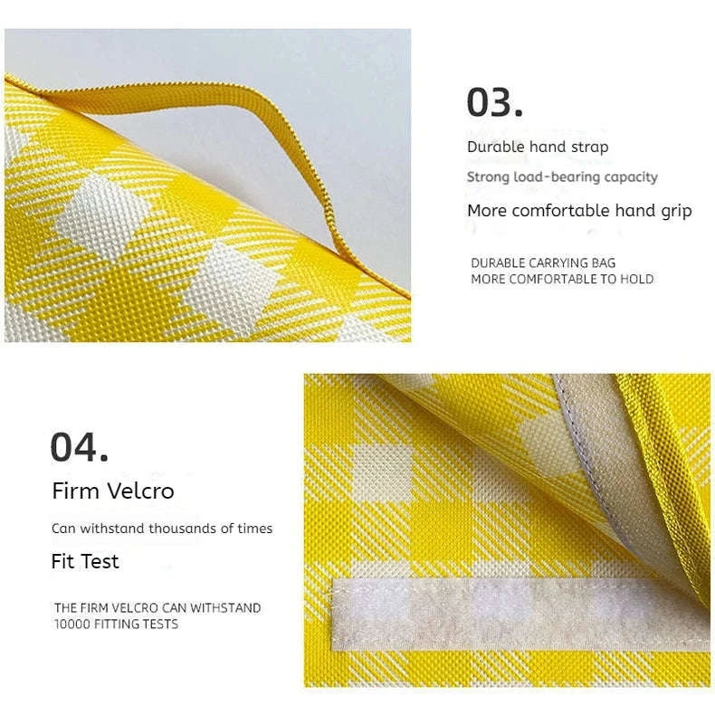 Waterproof Beach Mat Folding Mattress Portable Lightweight Picnic Mat-Yellow grid / 100-150cm