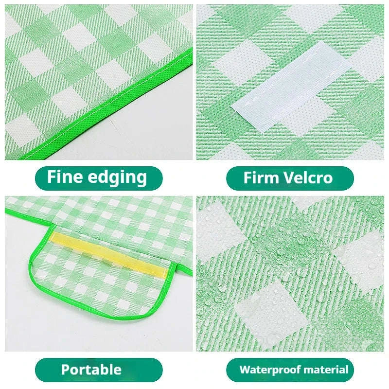 Waterproof Beach Mat Folding Mattress Portable Lightweight Picnic Mat-Yellow grid / 100-150cm