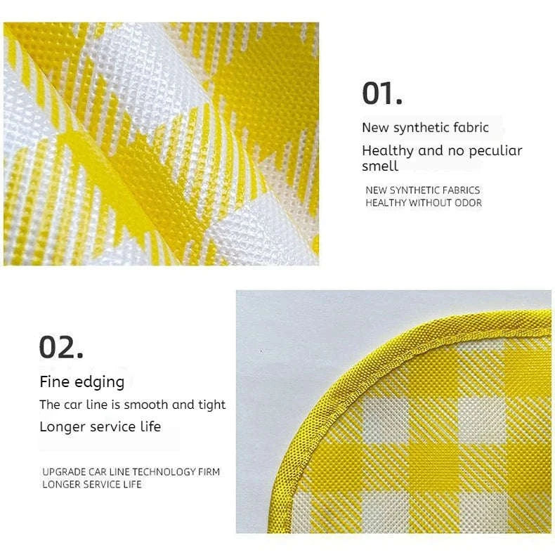 Waterproof Beach Mat Folding Mattress Portable Lightweight Picnic Mat-Yellow grid / 100-150cm