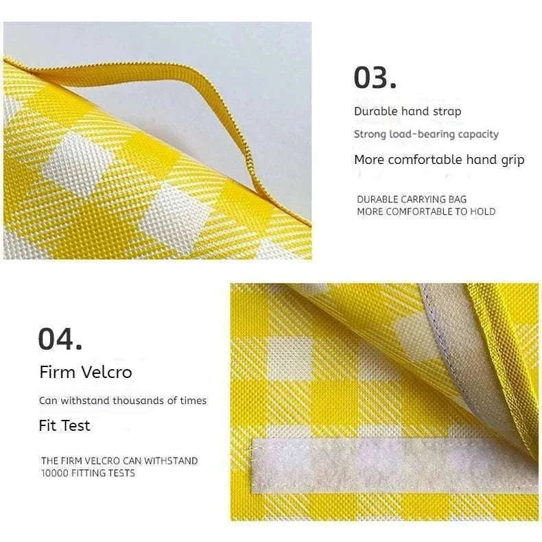 Waterproof Beach Mat Folding Picnic Mat for Outdoor Comfort-Yellow grid / 100-150cm