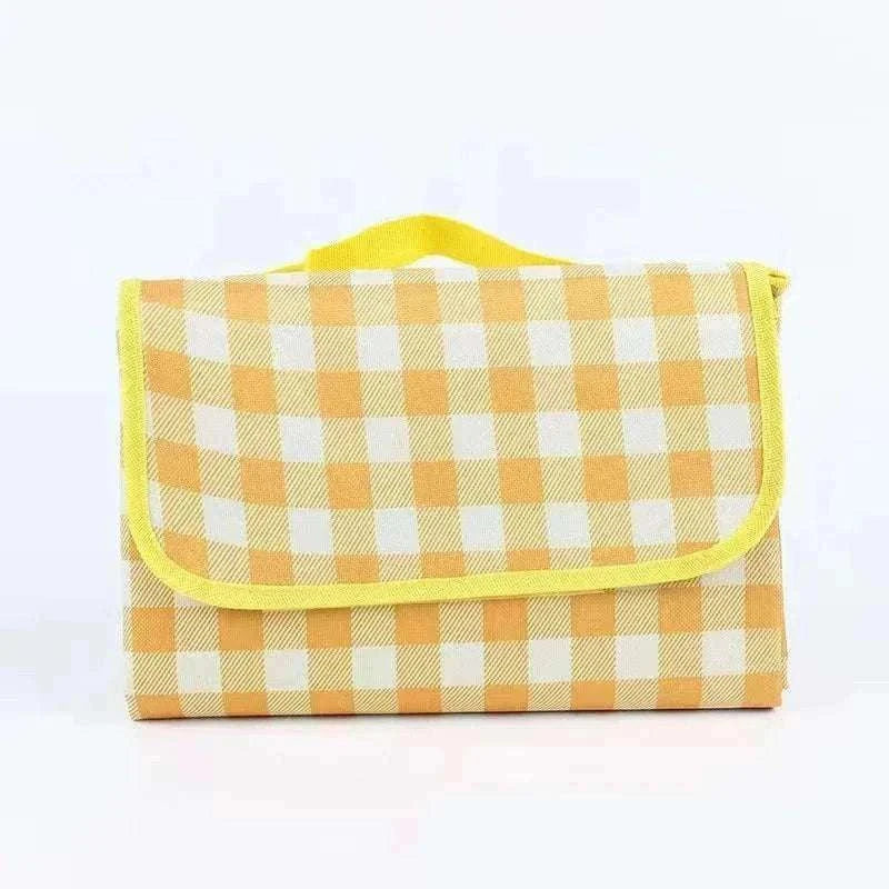 Waterproof Beach Mat Folding Picnic Mat for Outdoor Comfort-Yellow grid / 100-150cm