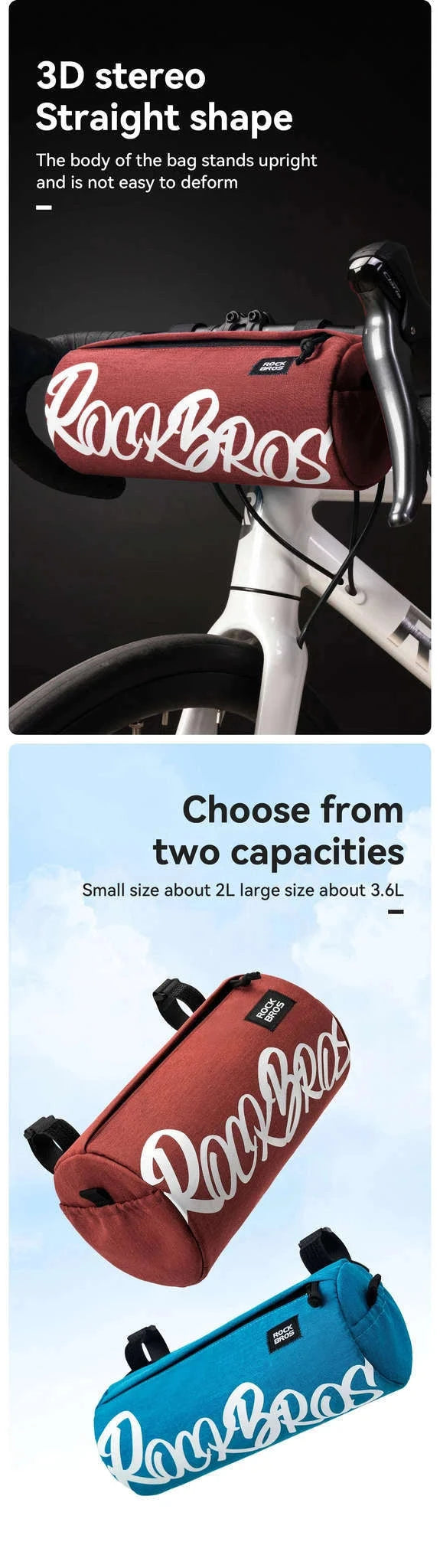 Waterproof Bicycle Cylinder Pannier Bag Adjustable Bike Storage Pack-2L G005-1 / 3.6L