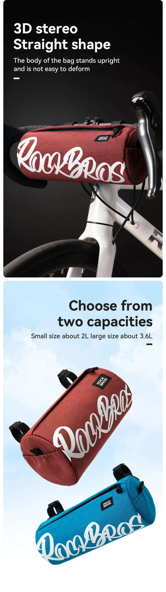 Waterproof Bicycle Cylinder Pannier Bag Adjustable Bike Storage Pack-2L G005-1 / 3.6L