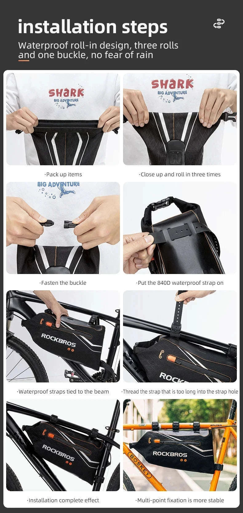 Waterproof Bicycle Frame Bag for MTB & Road Bikes Nylon Storage-30120016001 / about 3.5L