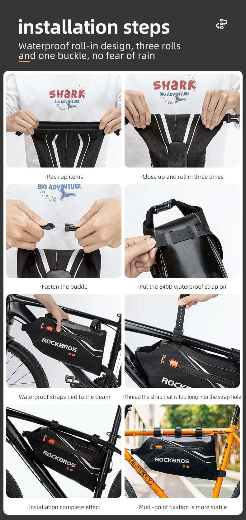 Waterproof Bicycle Frame Bag for MTB & Road Bikes Nylon Storage-30120016001 / about 3.5L