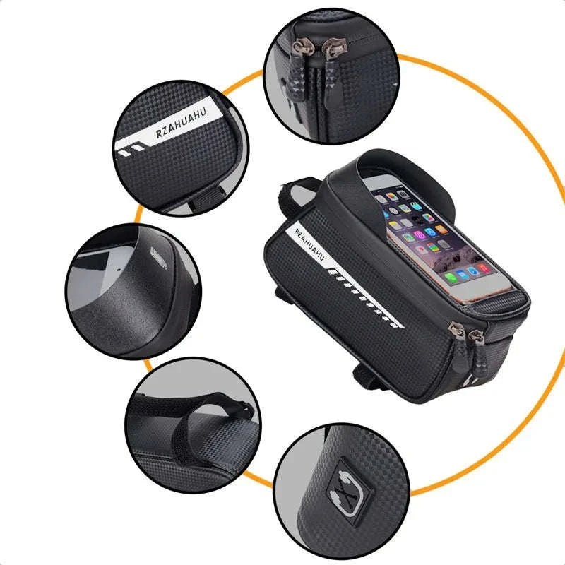 Waterproof Bicycle Phone Bag with Touchscreen Front Tube Mount-Red  Style B