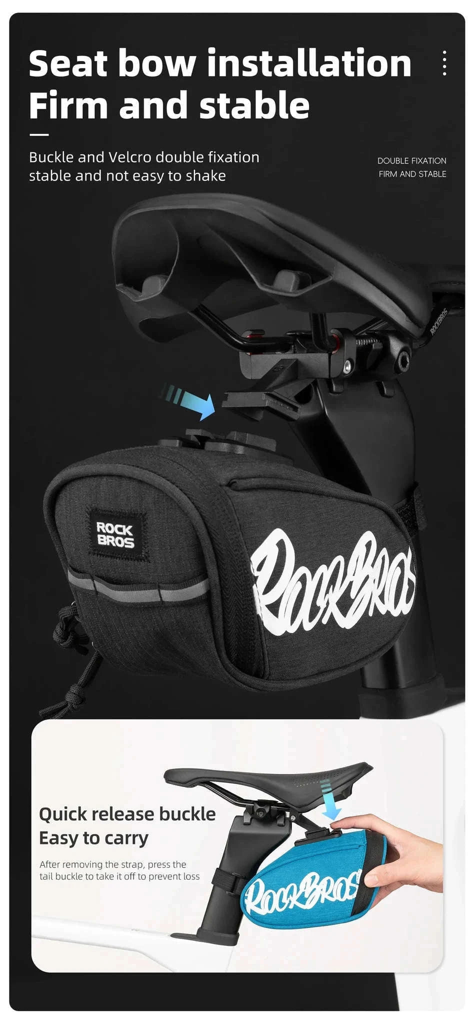 Waterproof Bicycle Saddle Bag for Seatpost Storage – Road & MTB-0.8L Blue