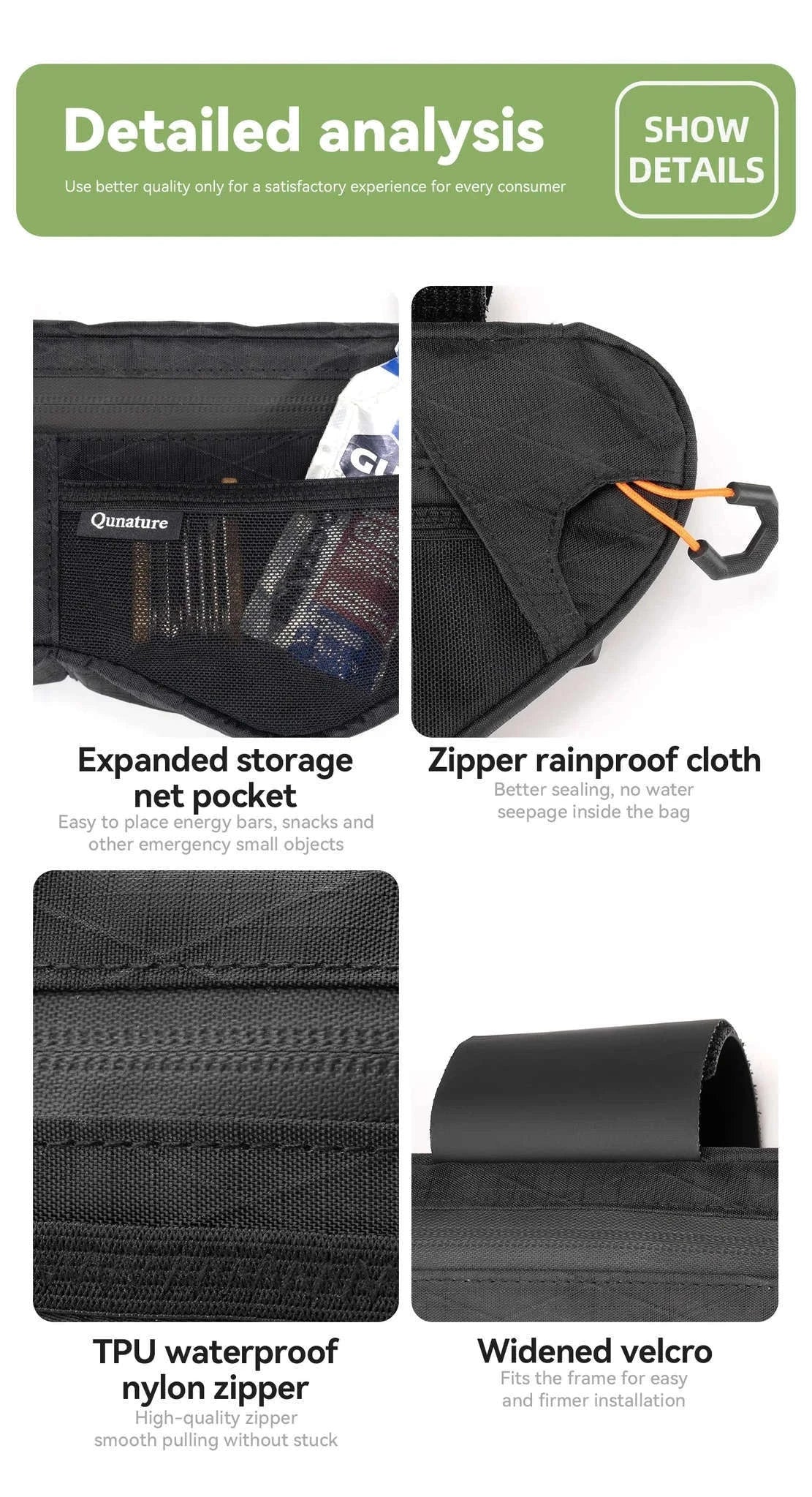 Waterproof Bike Frame Bag Large Capacity Cycling Storage Pack-30180027-KQ-5.0L