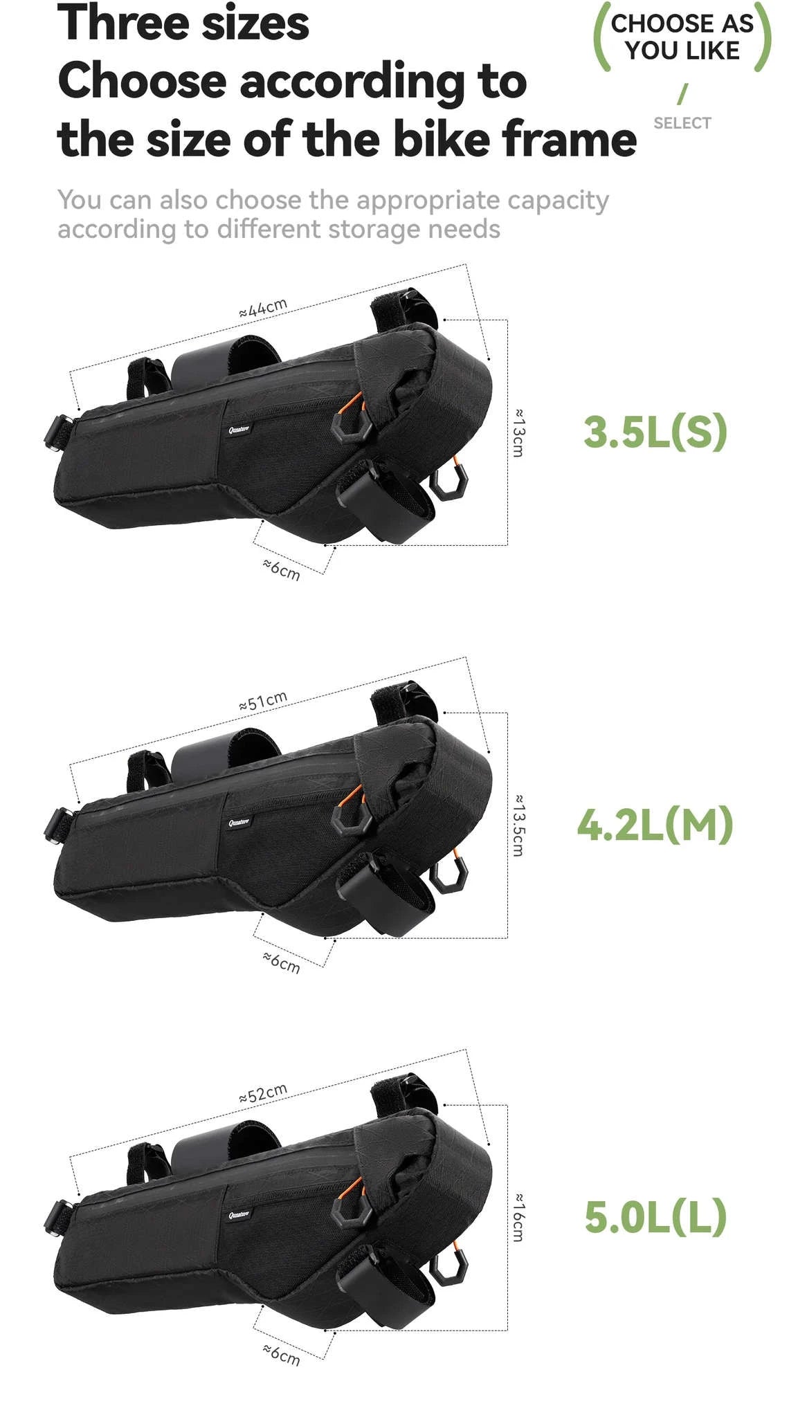 Waterproof Bike Frame Bag Large Capacity Cycling Storage Pack-30180027-KQ-5.0L