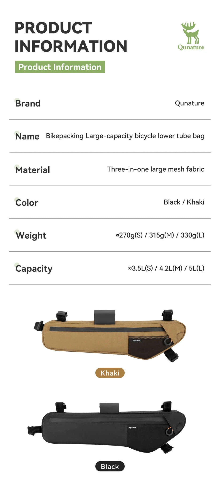 Waterproof Bike Frame Bag Large Capacity Cycling Storage Pack-30180027-KQ-5.0L