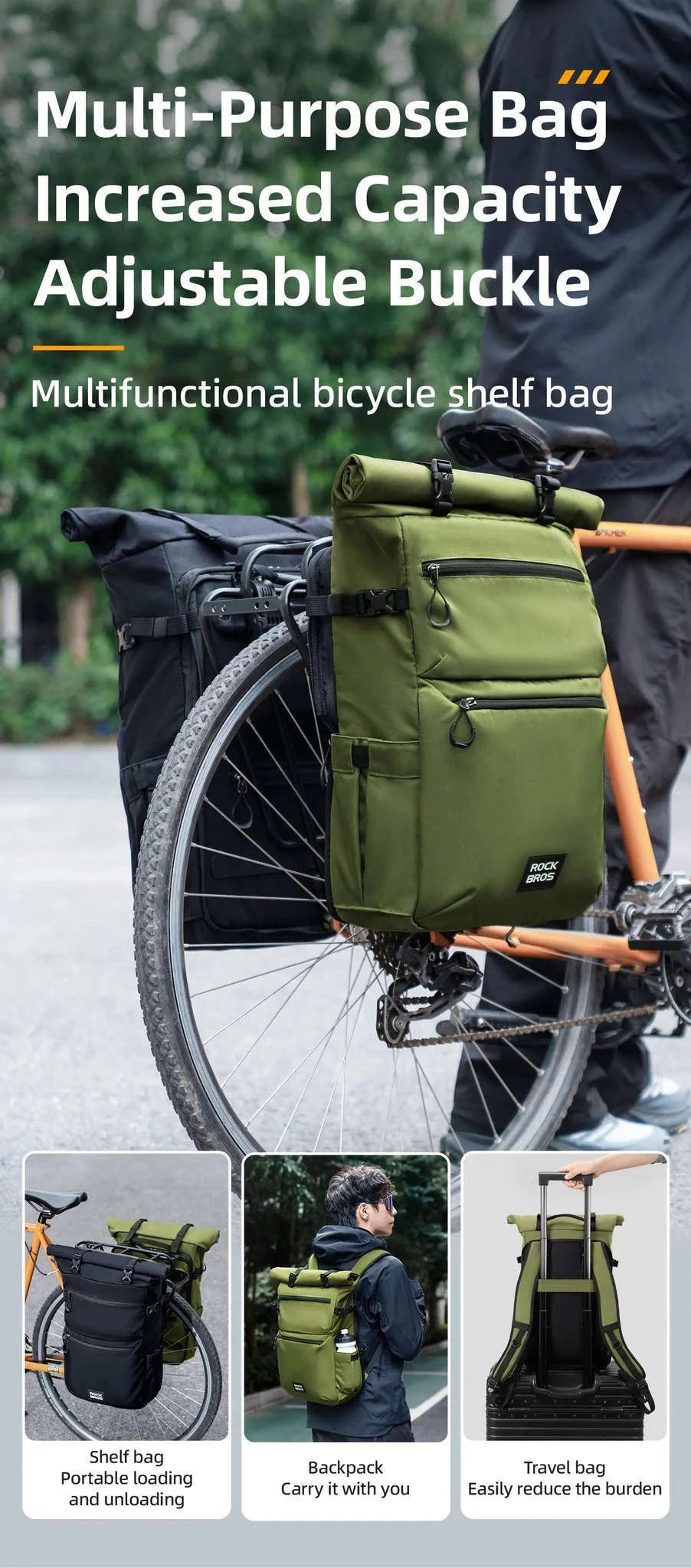 Waterproof Bike Pannier Bag 11–16L Double Side Rack Storage-30140102002