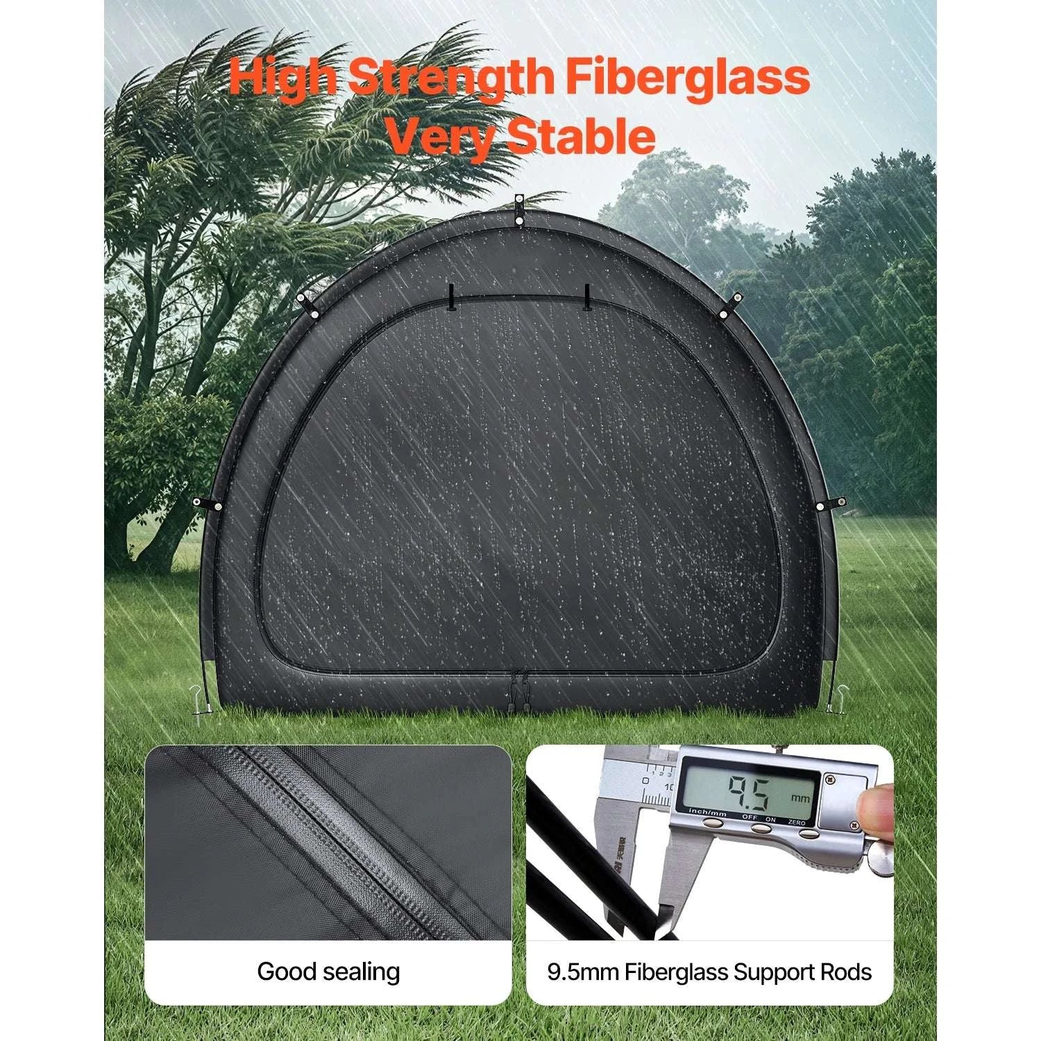 Waterproof Bike Storage Tent with Vent Window and Fiberglass Frame-Single Side Opening / United States