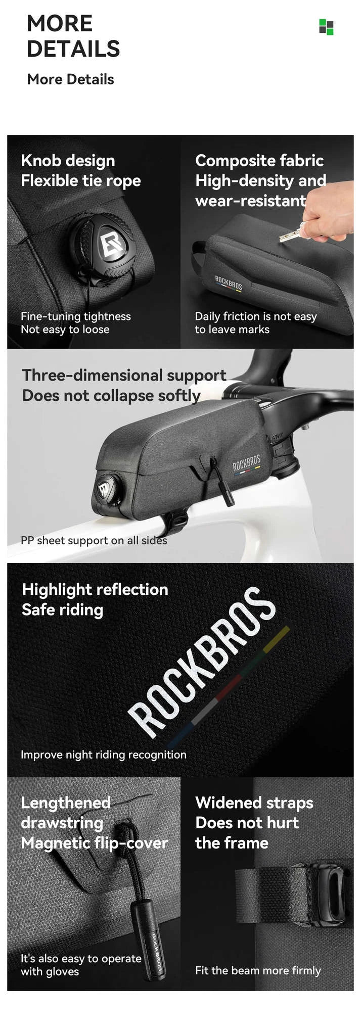 Waterproof Bike Top Tube Bag for Easy Frame Storage-0.6L