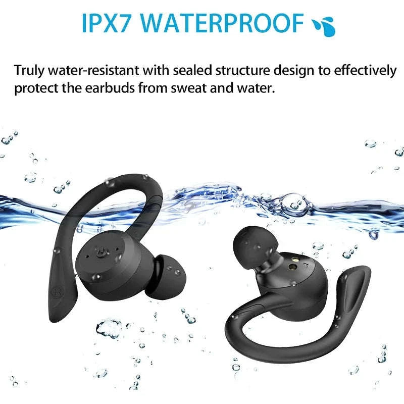 Waterproof Bluetooth 5.0 Sport Earbuds with 20H Playtime & Dual Wear Fit-Pink