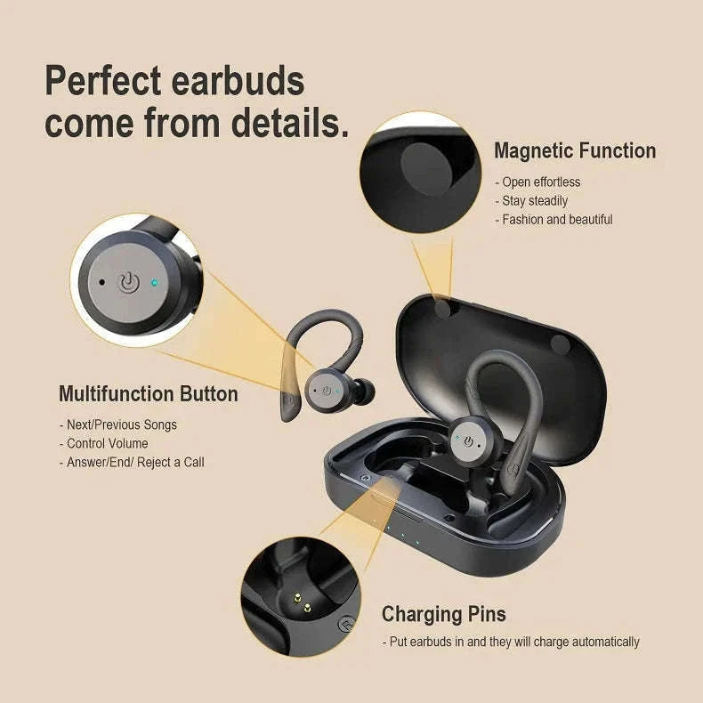 Waterproof Bluetooth 5.0 Sport Earbuds with 20H Playtime & Dual Wear Fit-Pink