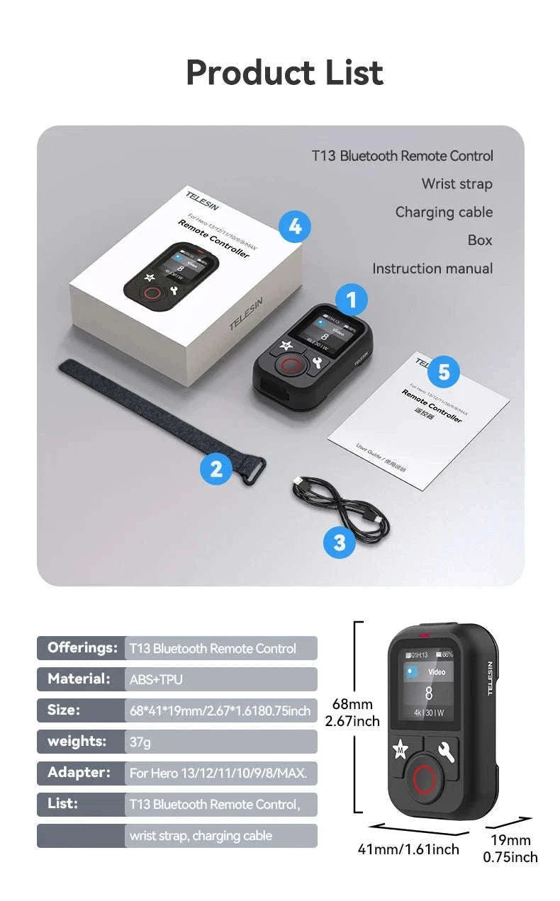 Waterproof Bluetooth Remote Control for GoPro Cameras-remote